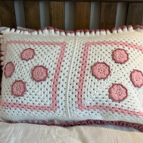 Crocheted Pillow Shams Handcrafted 32 1/2" x 22" Beautiful! King Size - Picture 3 of 9